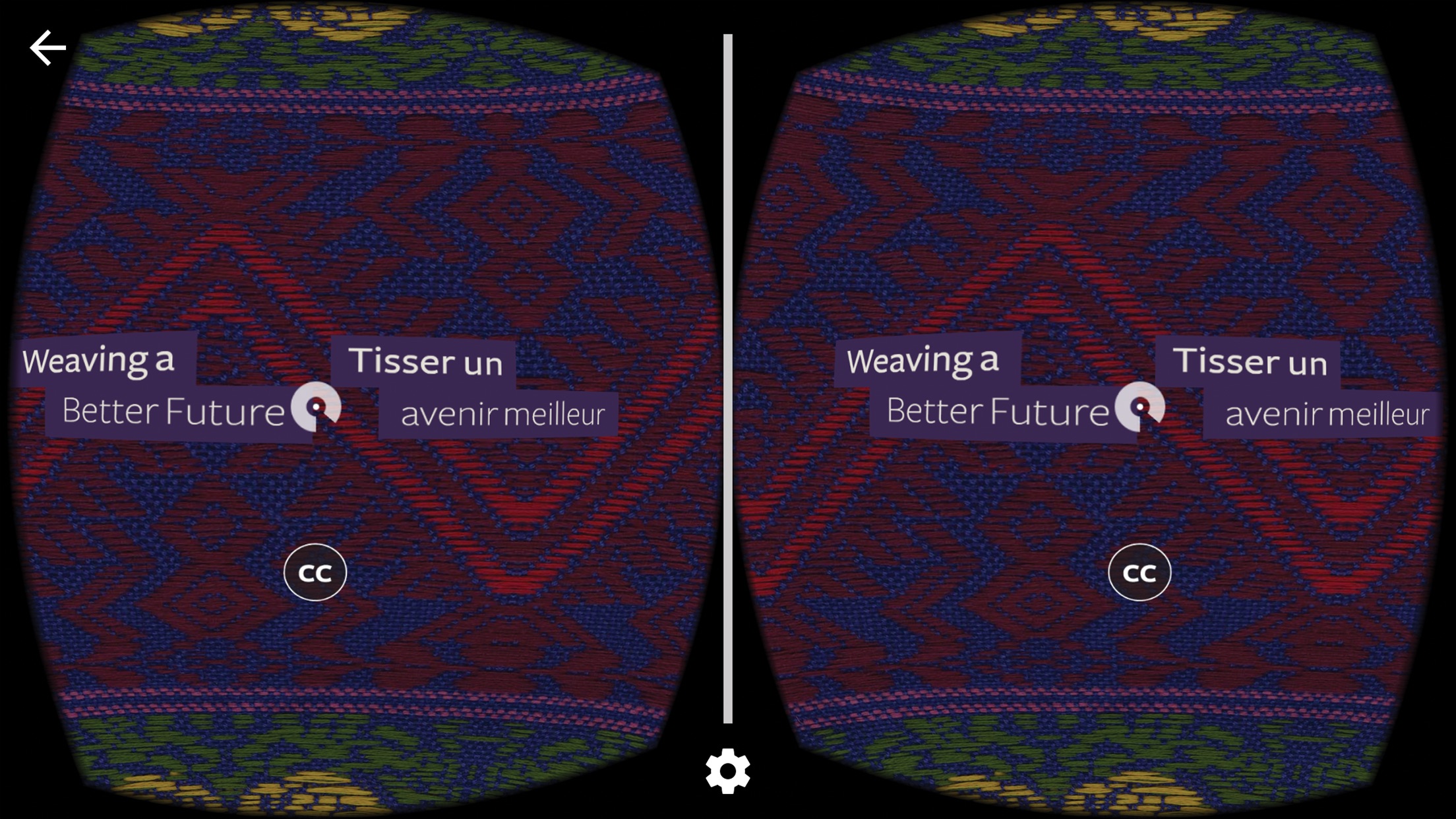 Stereoscopic view of user interface with cursor in view.