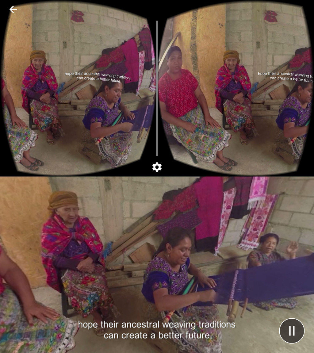 Screenshot of interface showing Guatemalan women weaving.